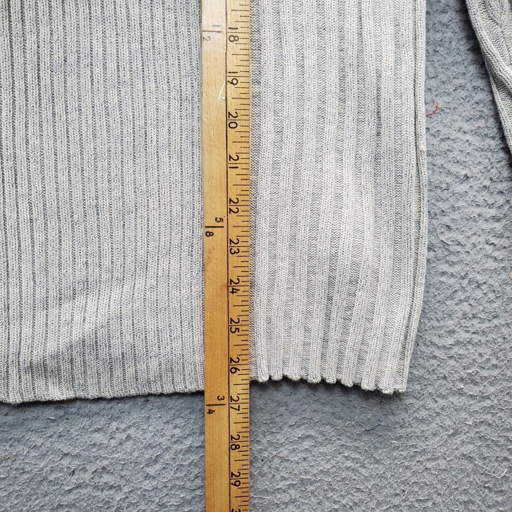 DKNY Sweater Mens Large Gray‎ Chunky Knit Ribbed Stretch Mock Neck Quarter Zip - Picture 4 of 7
